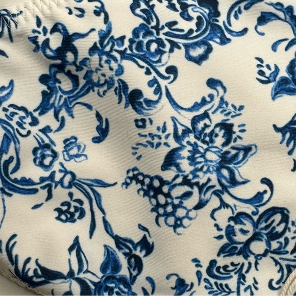 NWT CAROLINE CONSTAS Blue Toile Evie Bandeau Bikini Top Mykela Bikini Bottom LG - Picture 4 of 16